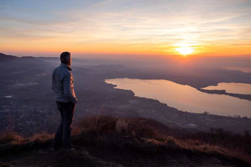 man looking sun